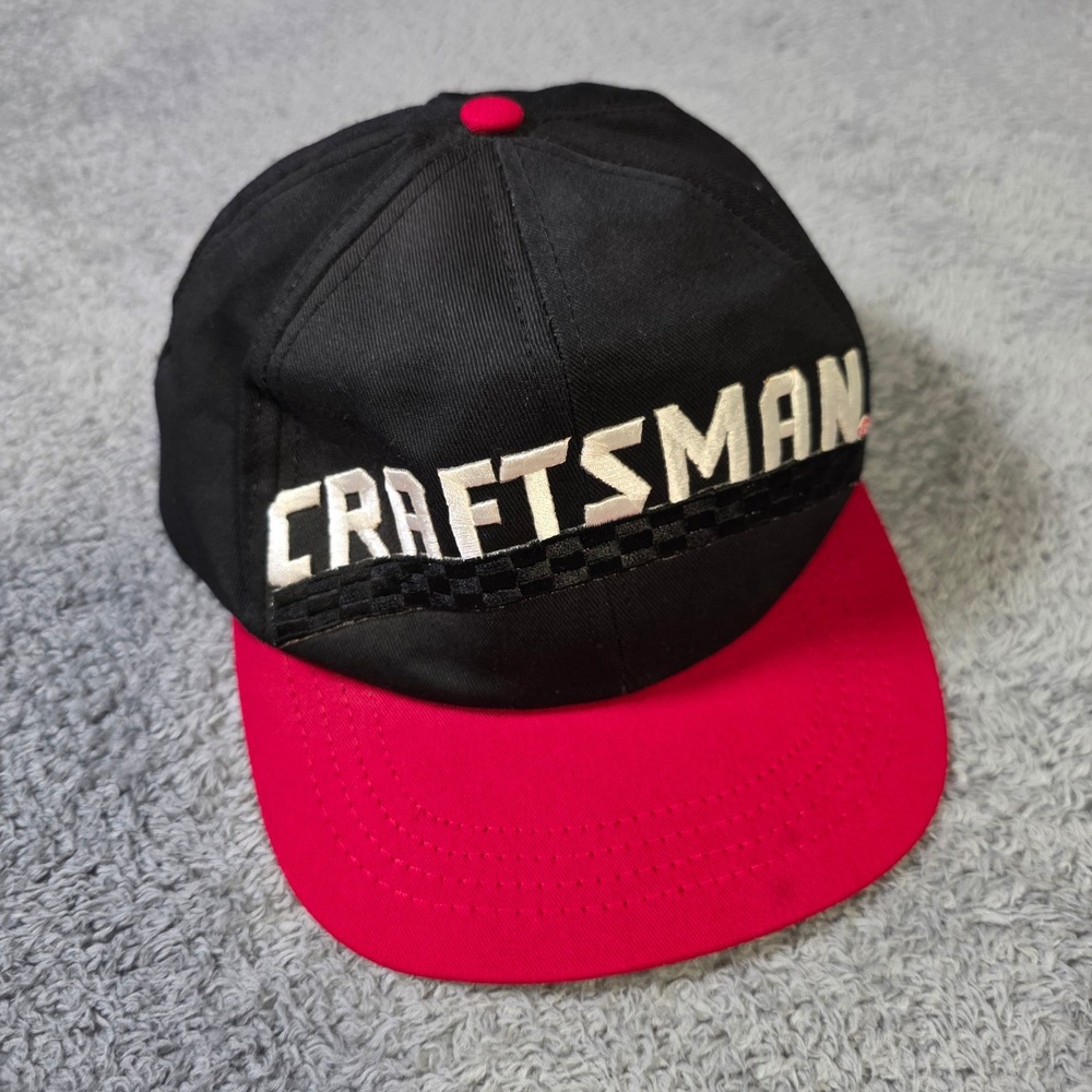 Craftsman Mens OSFA Snapback Hat Black Red‎ Vintage Racing Logo Made in USA
